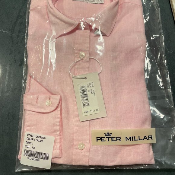 Peter Millar Tops - Peter Millar New Women's Light Pink Linen Shirt XS